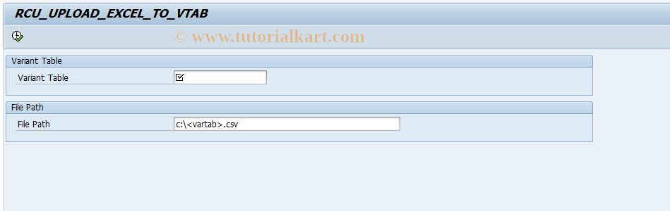 SAP TCode CU60E - MS Excel Upload of Variant Tables