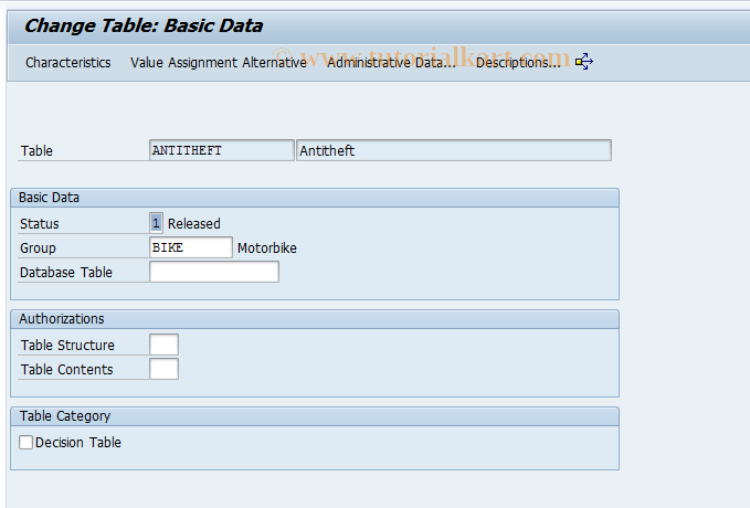 SAP TCode CU62 - Change Table Structure