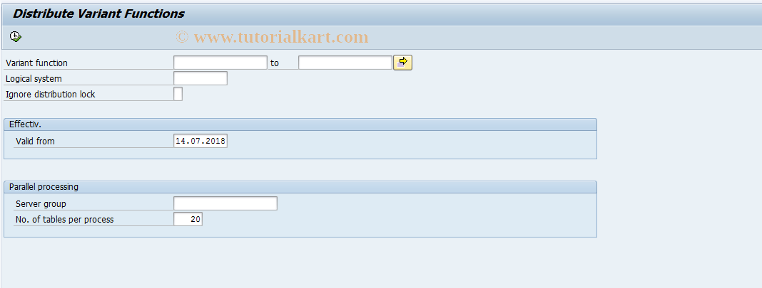 SAP TCode CUFD - Distribute Variant Functions