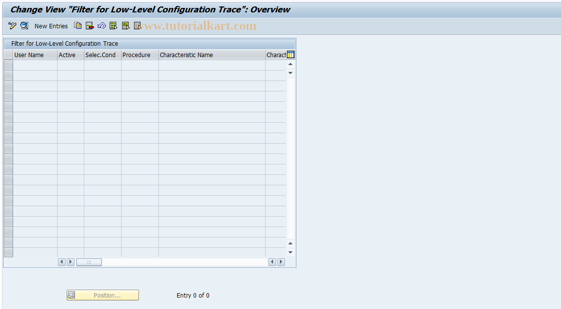 SAP TCode CULL_TRACEFILTER - Filter Param. Low-Level Conf.Trace