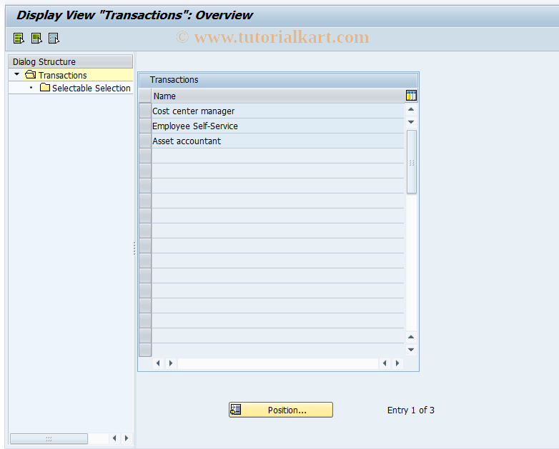 SAP TCode CUSTSEL_FIAA - Customizing of Selection Tool