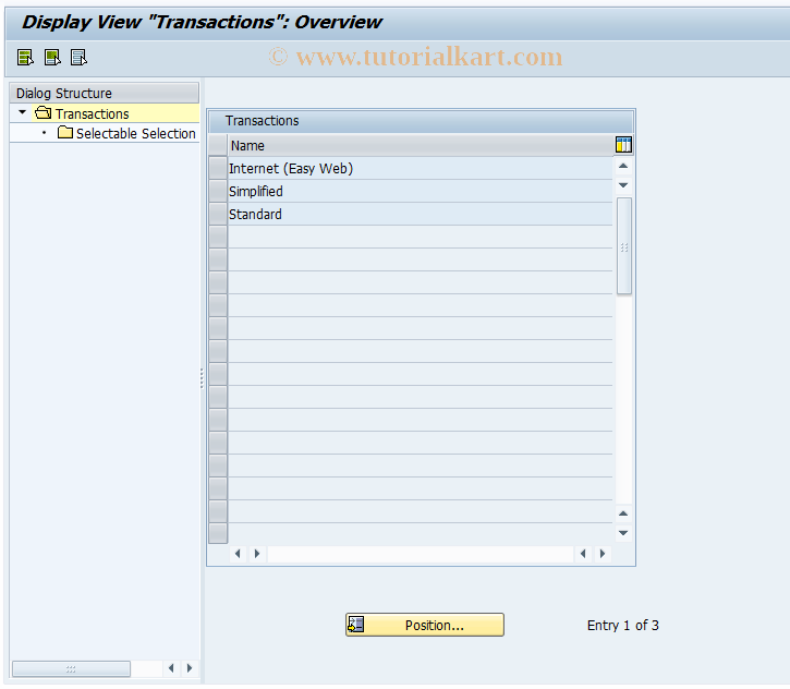 SAP TCode CUSTSEL_IM_FA_IA - Customizing of Selection Tool
