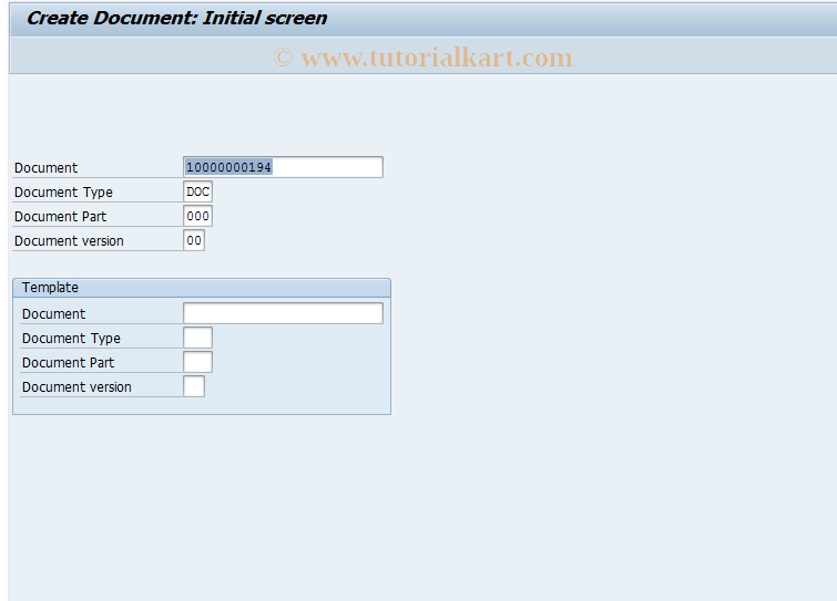 SAP TCode CV01 - Create Document Info Record