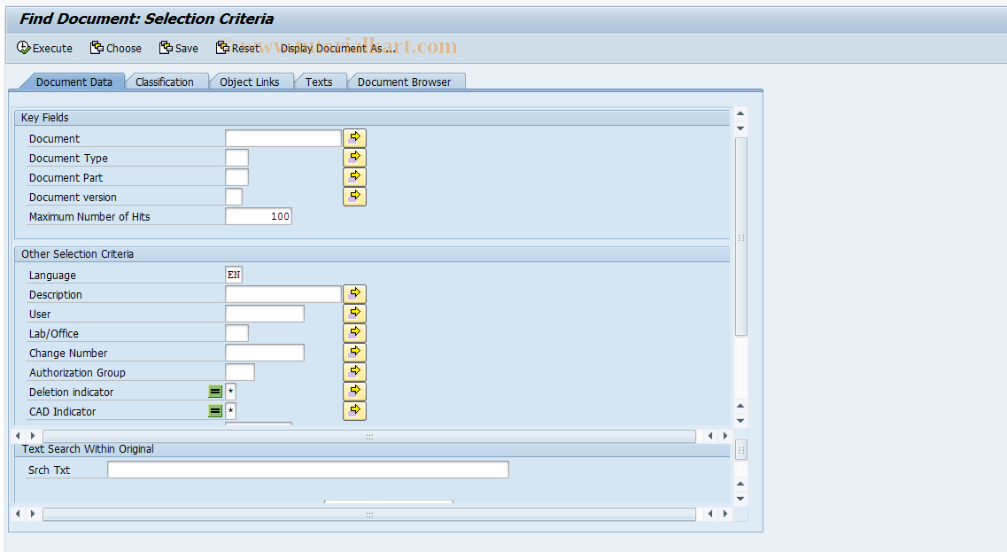 SAP TCode CV04N - Find Document