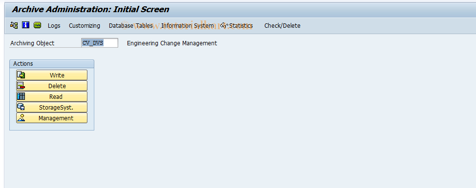 SAP TCode CVAD - Initial Screen for Archiving