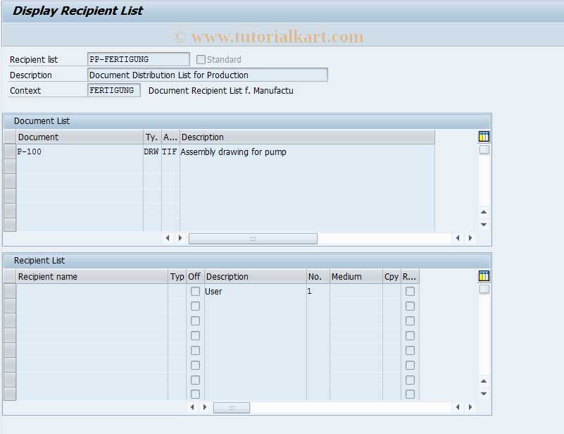SAP TCode CVI3 - Display recipient list