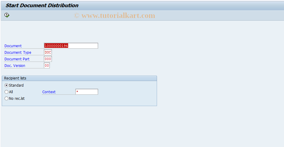 SAP TCode CVI8 - Start document distribution