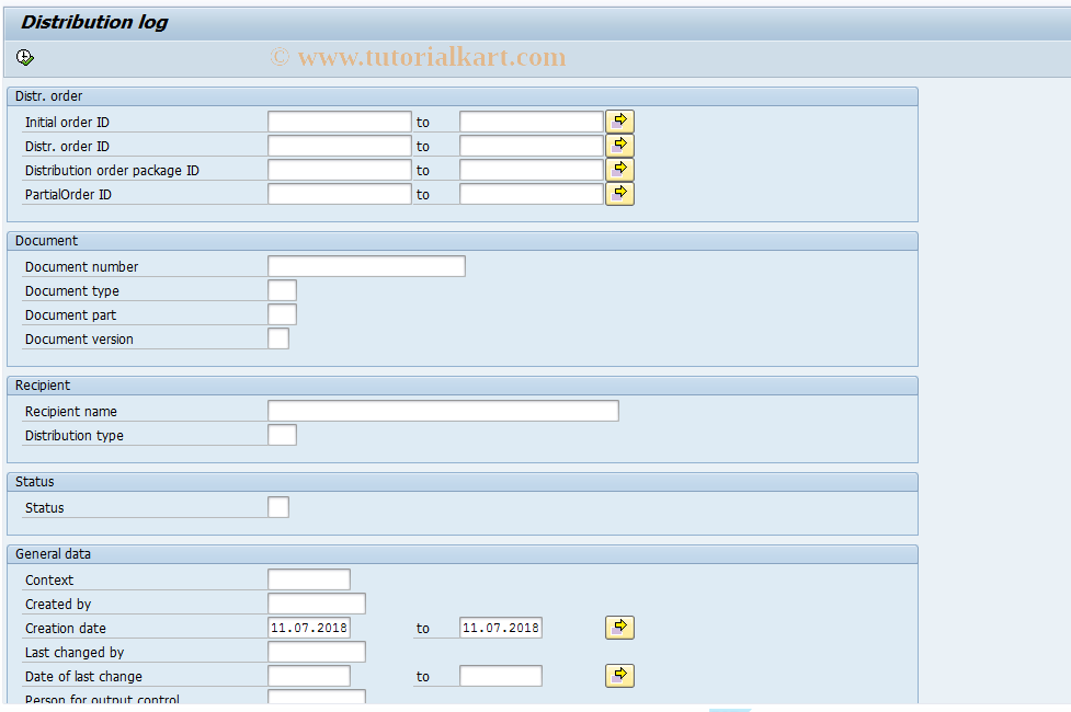 SAP TCode CVII - Display Initial Order on Classific.