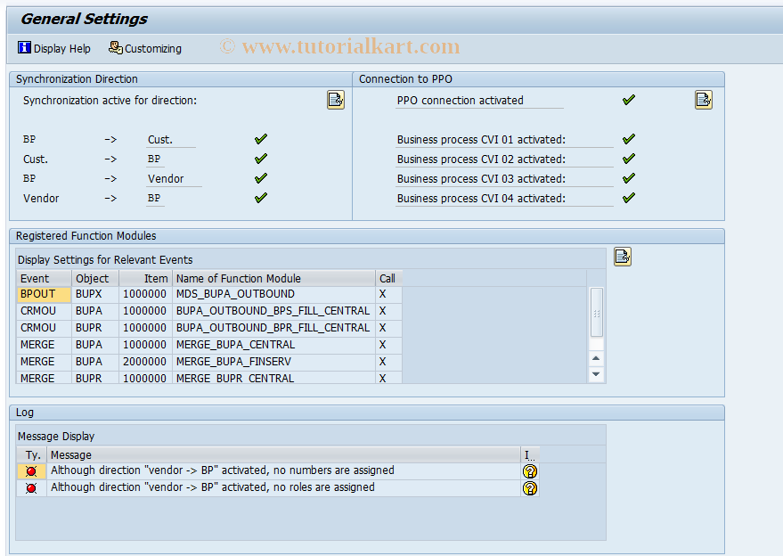 SAP TCode CVI_FS_CHECK_CUST - CVI Customizing - Check Report