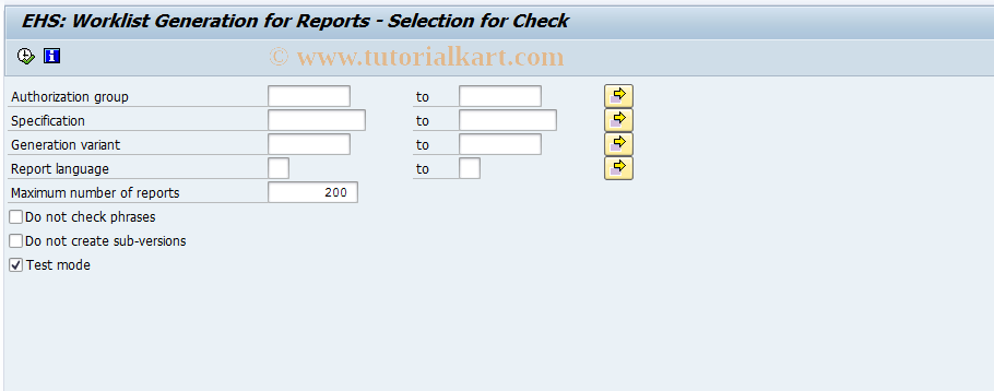 SAP TCode CVRC1AVGE2 - RC1AVGE2 - Authorization Test