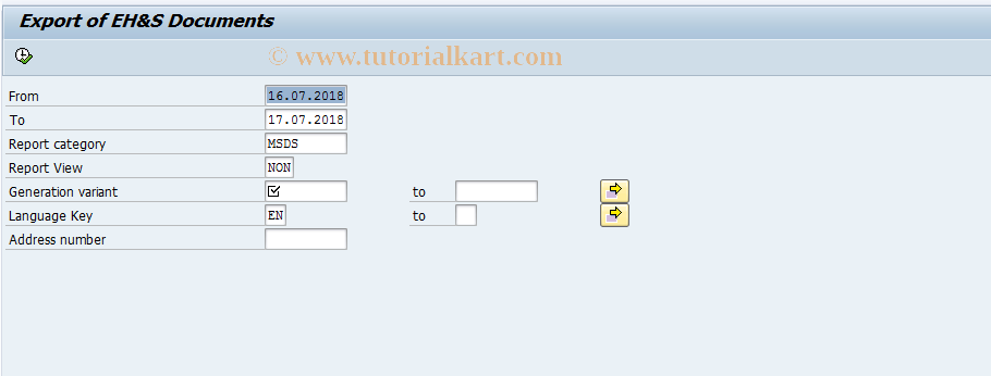 SAP TCode CVRCVDCREO - Export of EH&S Documents