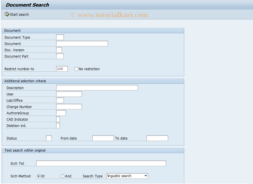 SAP TCode CVW4 - Display document lists in WWW
