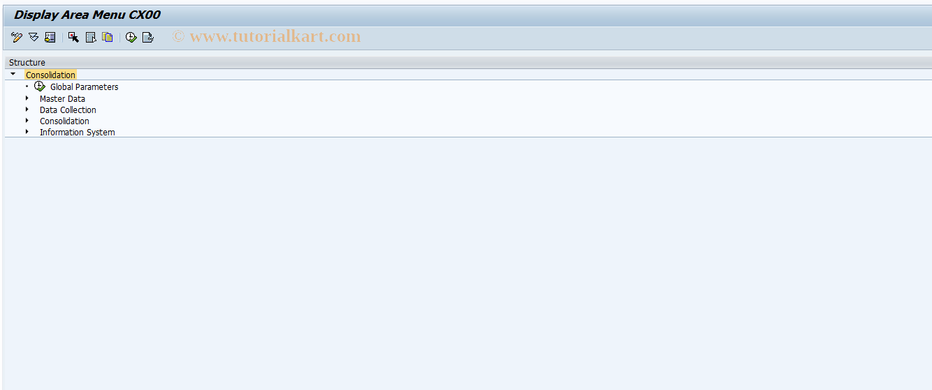 SAP TCode CX00N - SAP Consolidation : Application Menu
