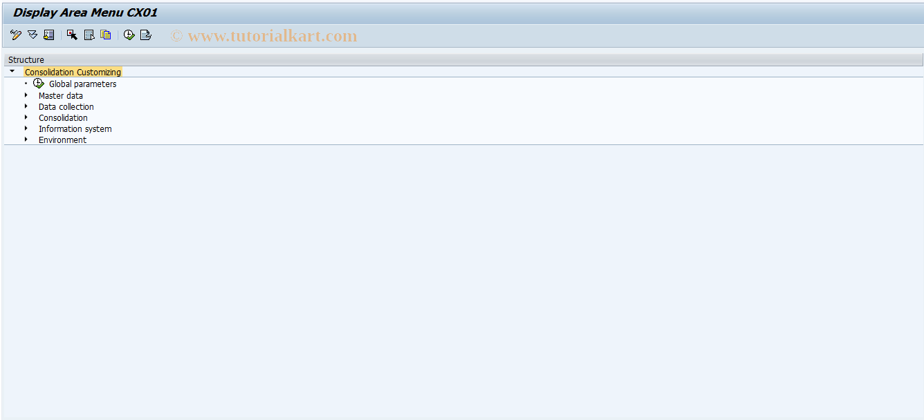 SAP TCode CX01N - SAP Consolidation : Configuration Menu