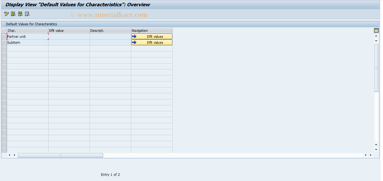 SAP TCode CX0AB - Display Default Values