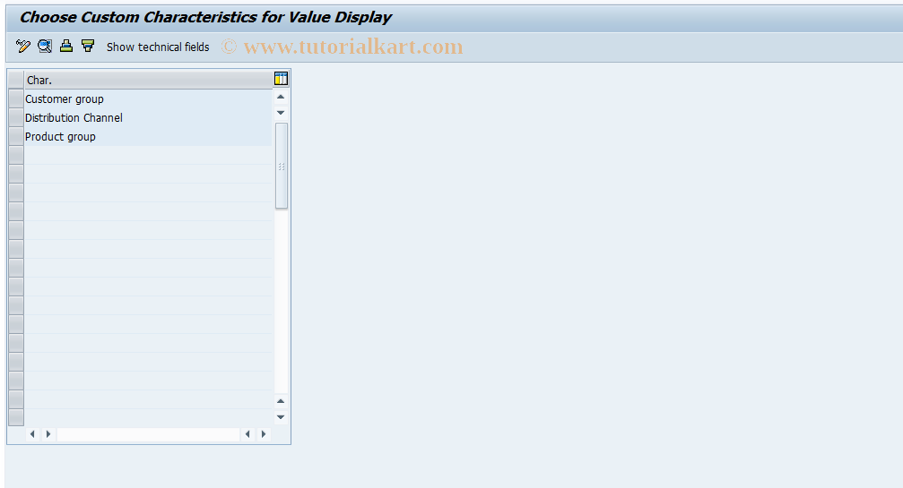 SAP TCode CX0AF - Subassign.: Display Char Values