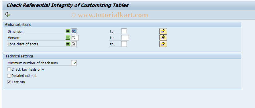 SAP TCode CX0C00 - Check Reference Integrity Customizing