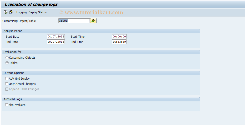 SAP TCode CX0C10 - Display Change Log - MasterData/Custom.