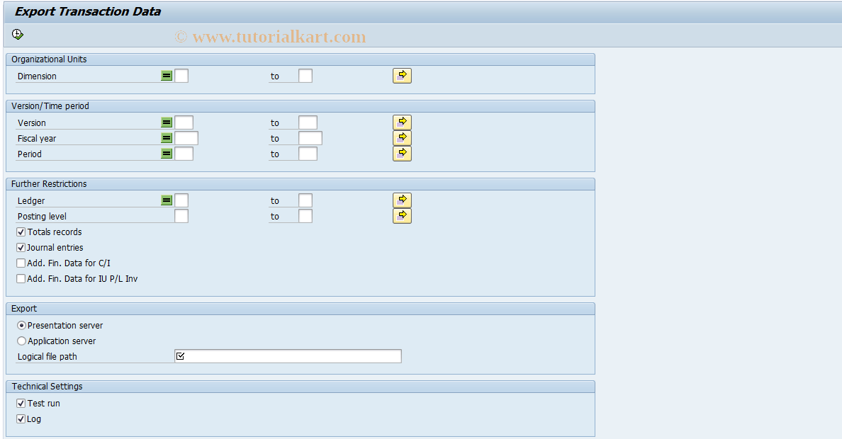 SAP TCode CX0T9 - Export Transaction Data