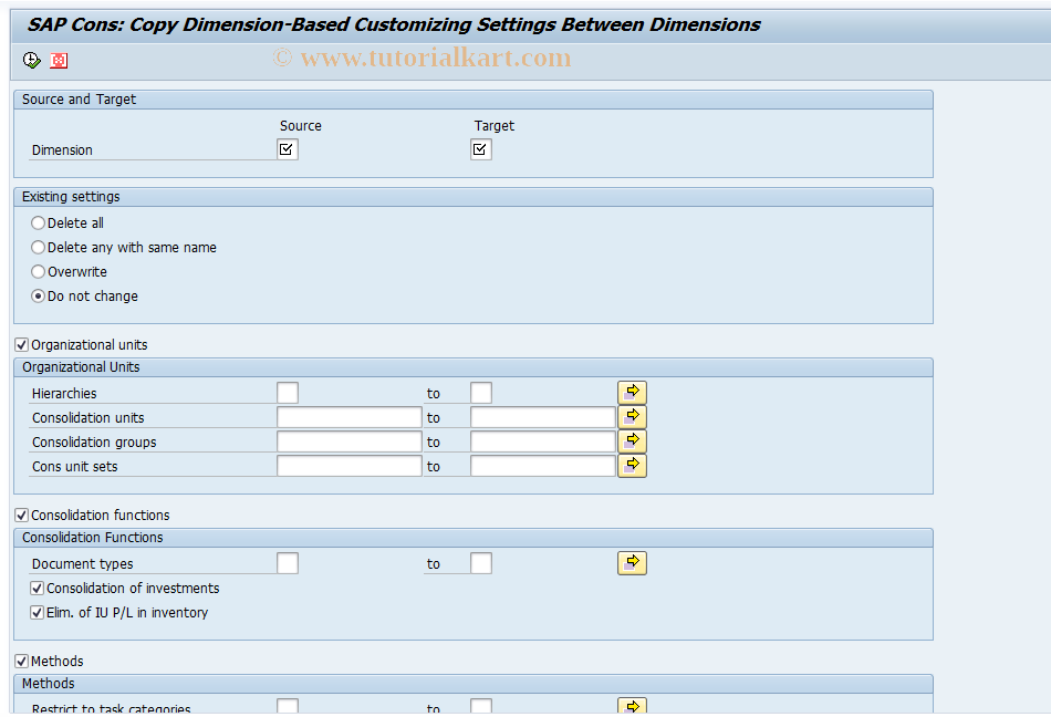 SAP TCode CX0UD - Copy Customizing Between Dimensions
