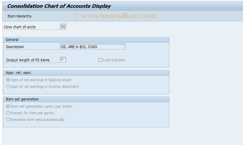 SAP TCode CX12 - Display cons charts of accounts