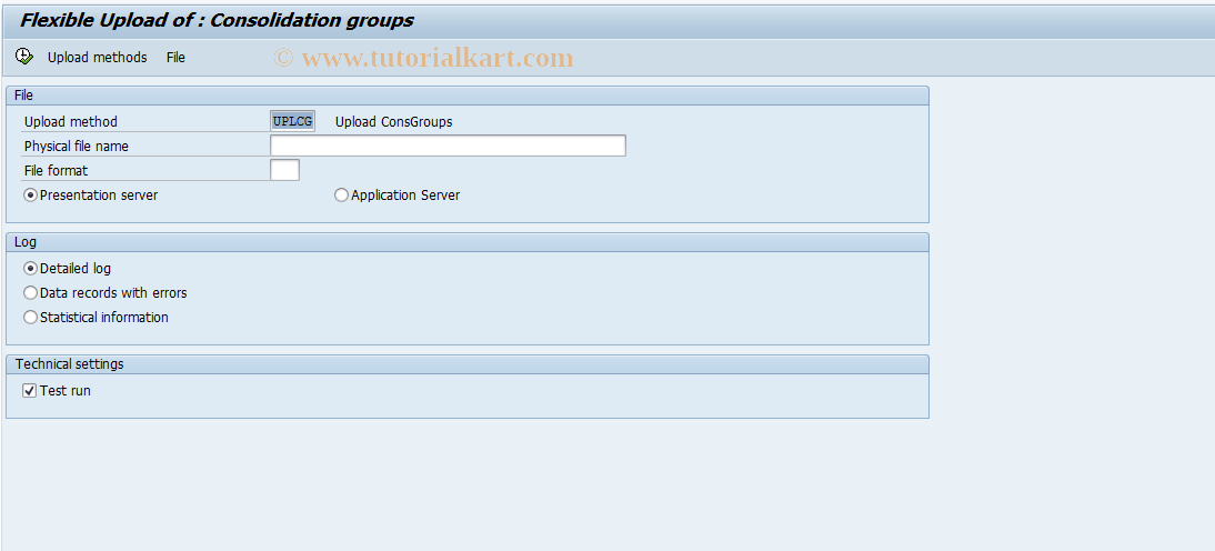 SAP TCode CX1C2 - Upload Consolidation Groups