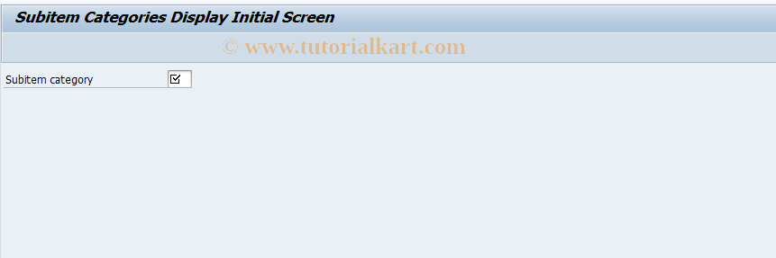 SAP TCode CX1F - Display subitem categories