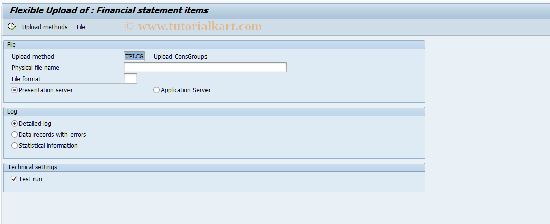 SAP TCode CX1I2 - Upload FS Items