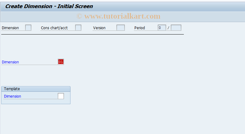 SAP TCode CX1J - Create dimensions