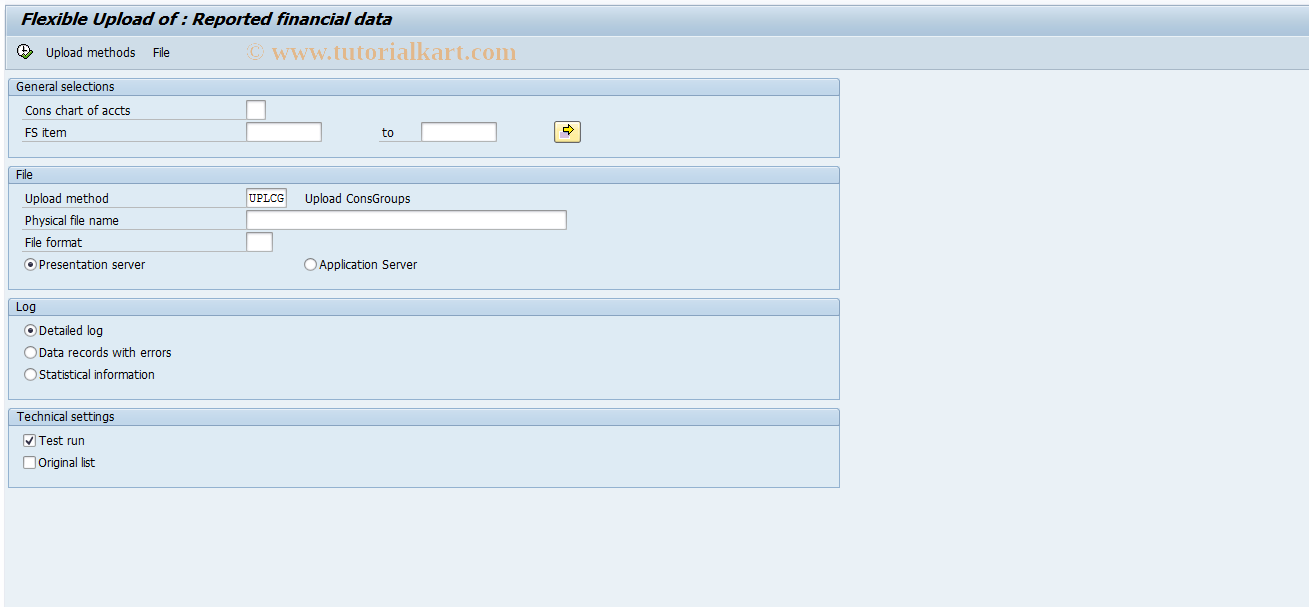 SAP TCode CX25 - Upload Reported Financial Data