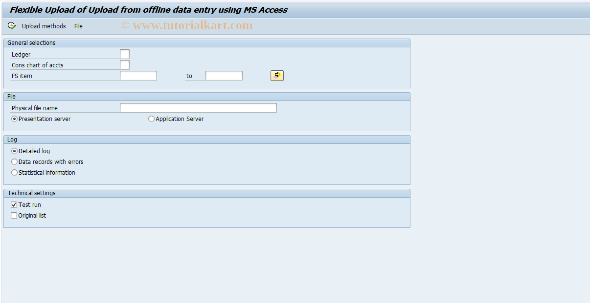 SAP TCode CX32 - Upload Financial Data, Offline Entry