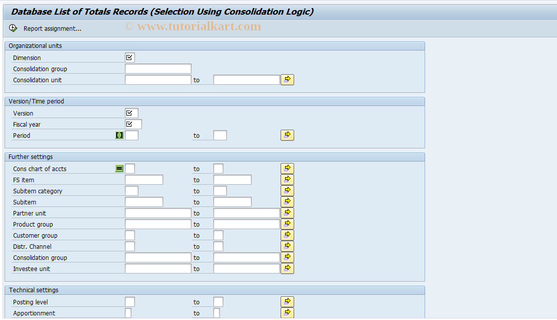 SAP TCode CX34A - DB List of Totals - Cons Logic