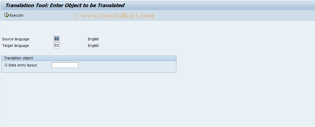SAP TCode CX3A - Translate Data Entry Layout