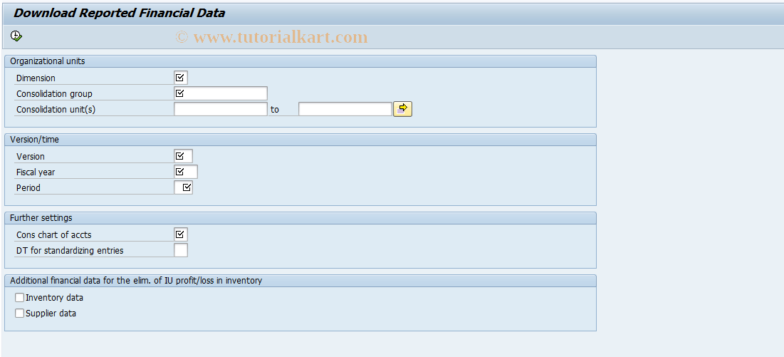 SAP TCode CX3D1 - Download Reported Financial Data