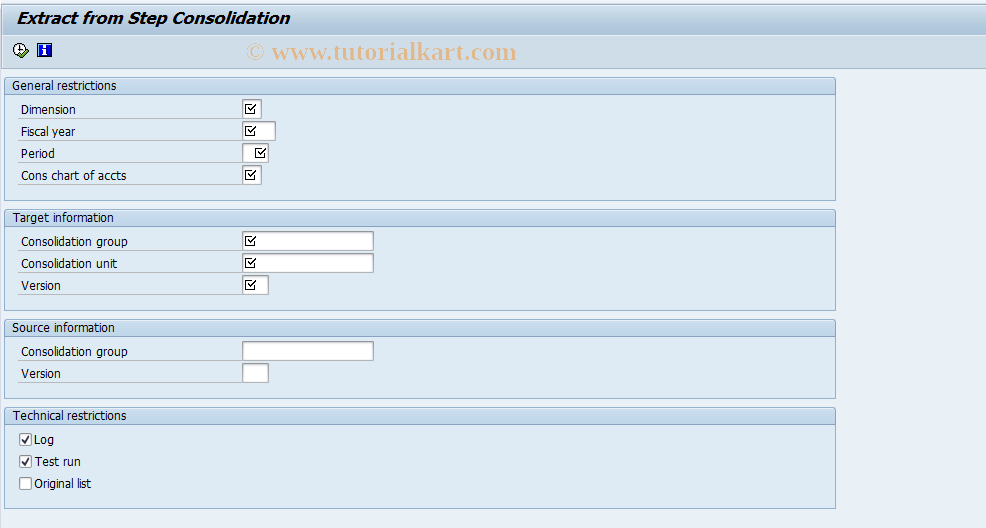 SAP TCode CX3E0 - Extract from Step Consolidation