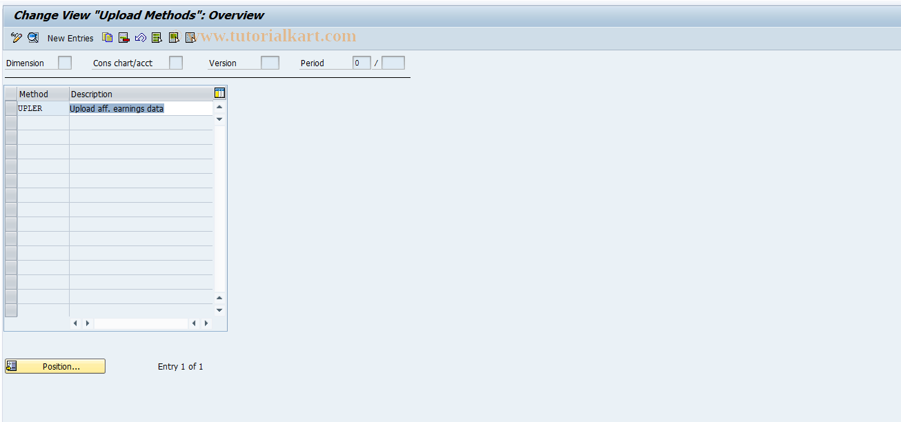 SAP TCode CX3F2 - Upload Methods - Equity Holdings Adj