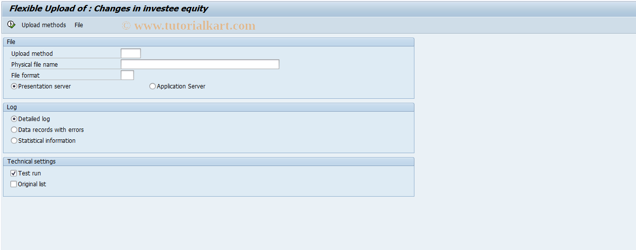 SAP TCode CX3F4 - Upload Changes in Investee Equity