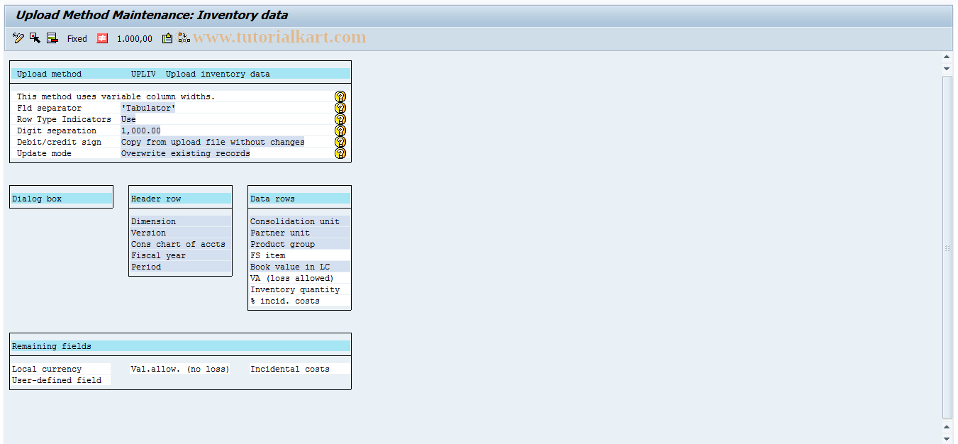 SAP TCode CX3F6 - Method for uploading inventory data