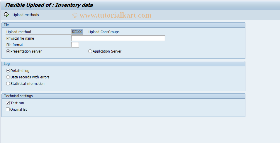 SAP TCode CX3F8 - Upload Inventory Data