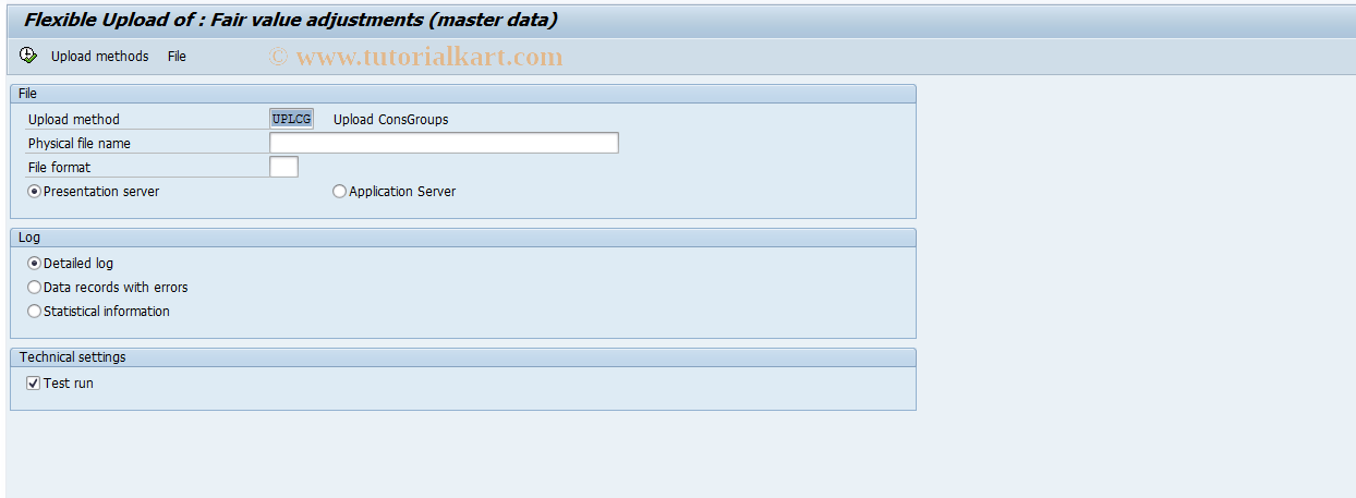 SAP TCode CX3FB - Upload FVAs (Master data)