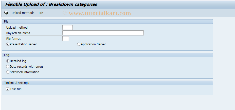 SAP TCode CX3FH - Upload Breakdown Categories
