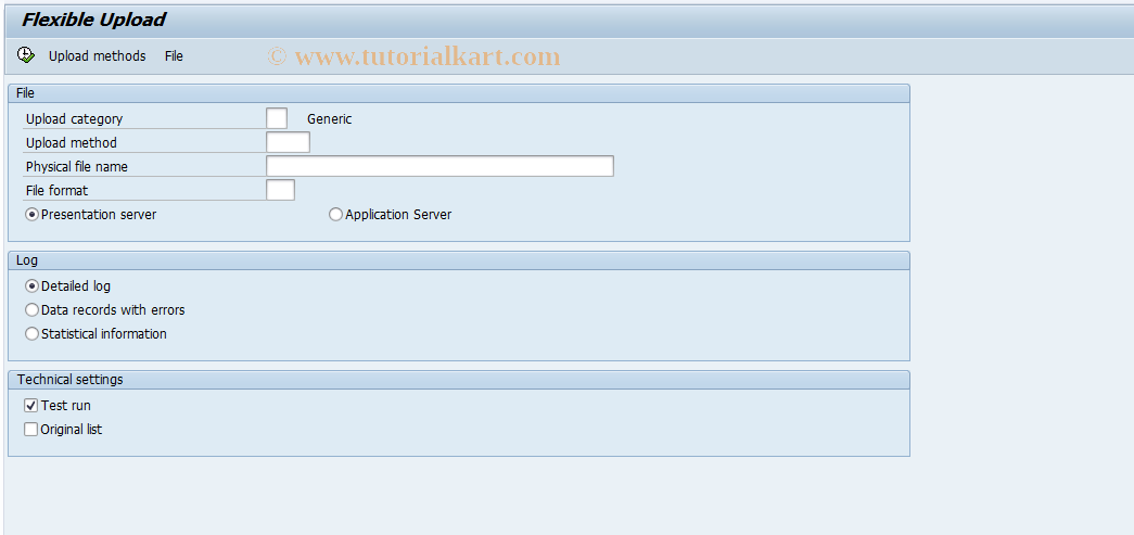 SAP TCode CX3FY - Flexible Upload (generic)