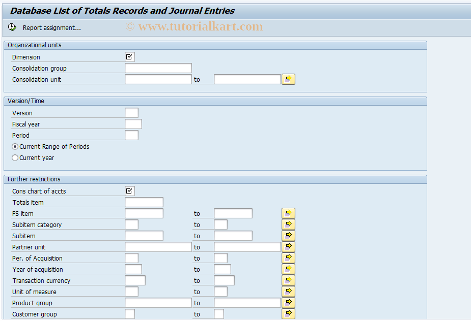 SAP TCode CX3L1 - DB List of Totals Recs/Jrnl Entries