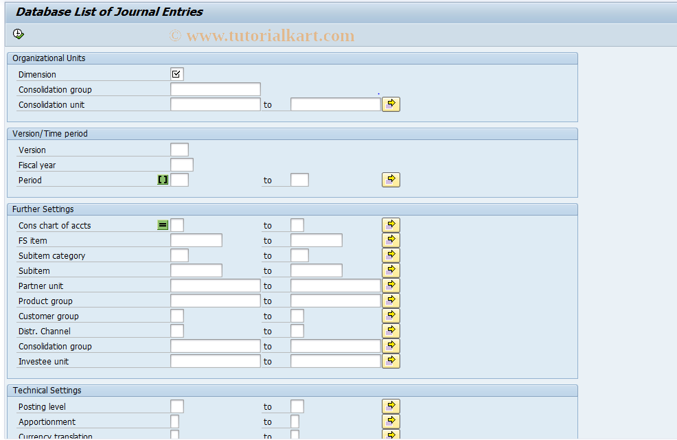 SAP TCode CX56 - Database list of journal entries