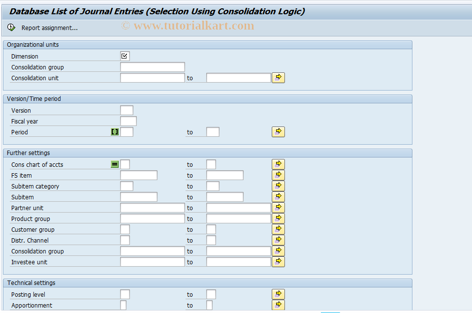 SAP TCode CX56A - DB List of Jrnl Entries - Cons Logic