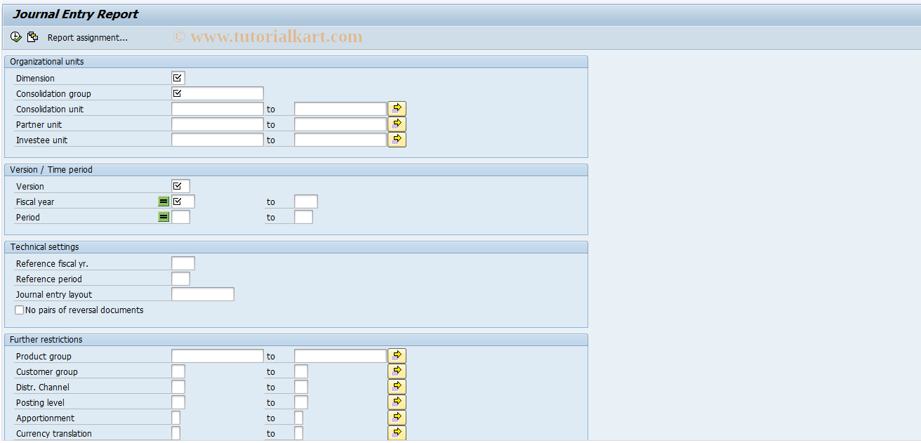 SAP TCode CX58 - Journal Entry Report