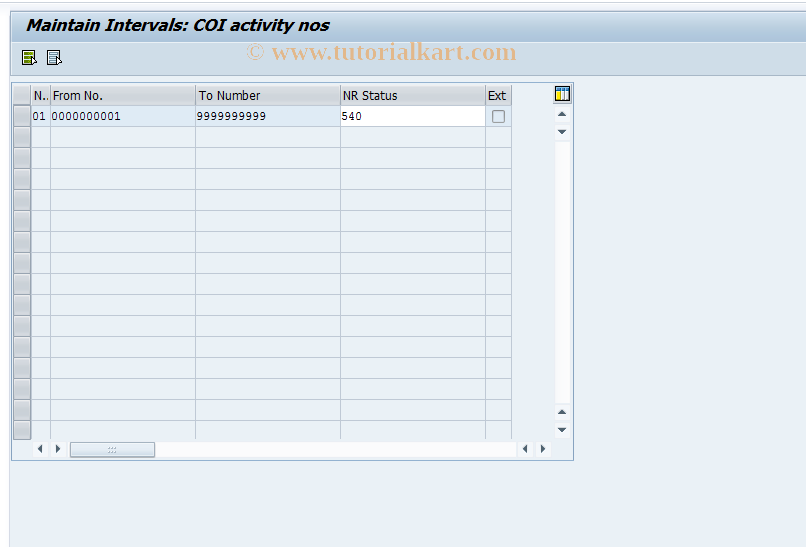 SAP TCode CX5C - Cons: Number Ranges - Activity No's