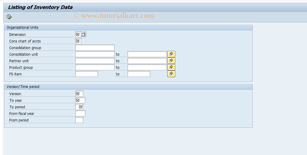 SAP TCode CX5P1 - Inventory Data