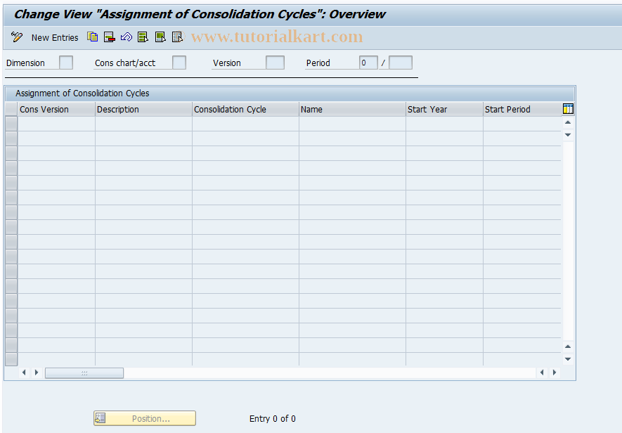 SAP TCode CX5TE - Assign Cons Cycles to Versions
