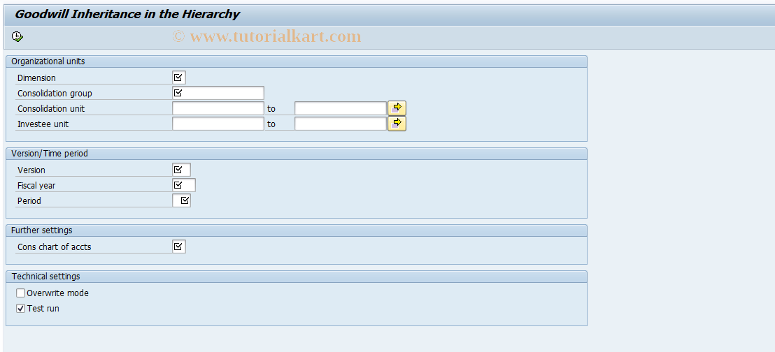 SAP TCode CX6F0 - Goodwill Amortization/Writeup